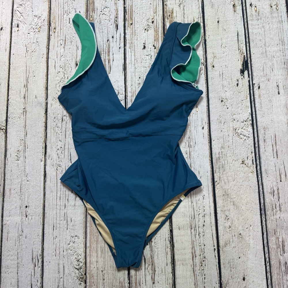 Summersalt Size 8 The Ruffle Backflip Swimsuit Elegant Teal‎ Green One Piece - Picture 4 of 10